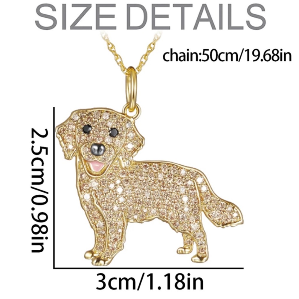 Golden Retriever Rhinestone Necklace and Earrings Set - Picture 5 of 6